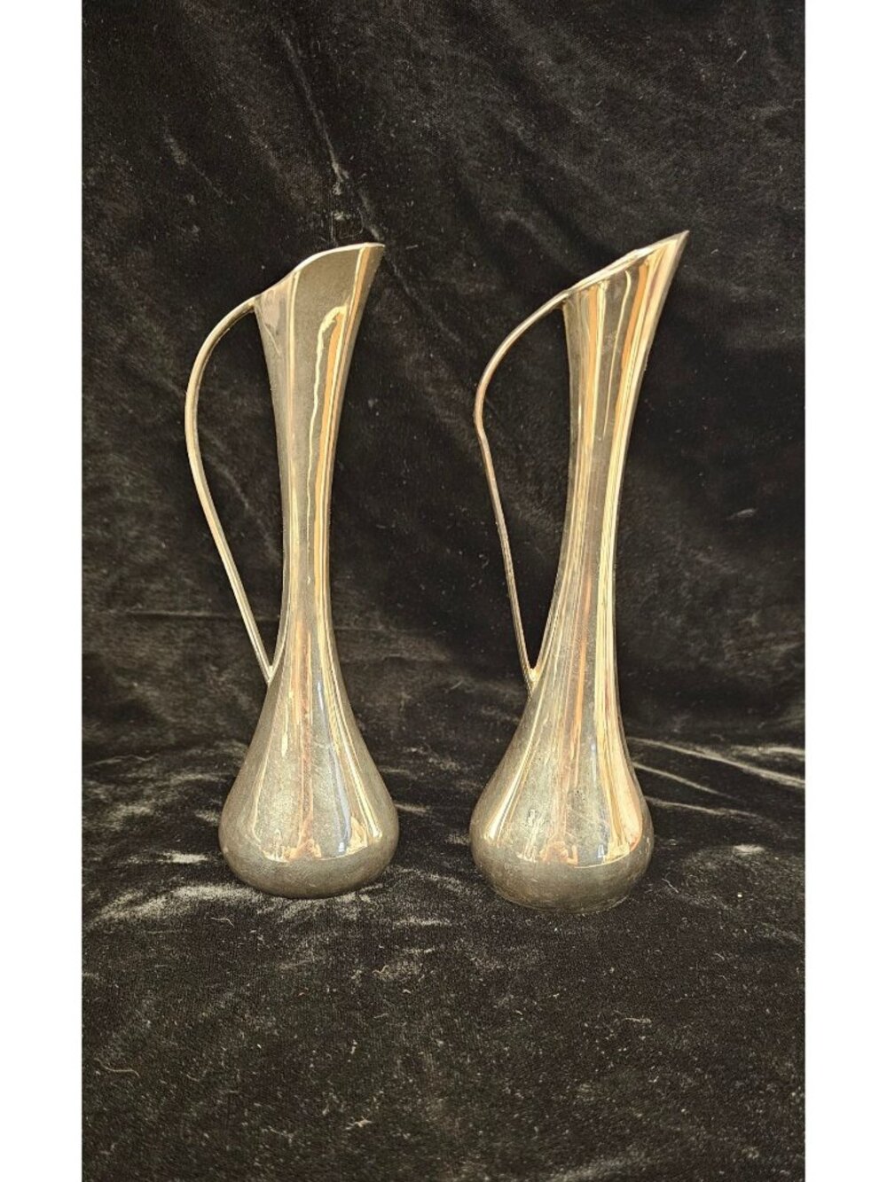 Pair Of Vintage Silver-Plated Bud Vases With Elegant Handles And Tapered Design